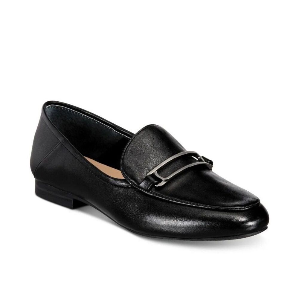 Alfani Goldii Step ’N Flex Loafers Black Leather 5.5M Slip-On Comfort 5.…